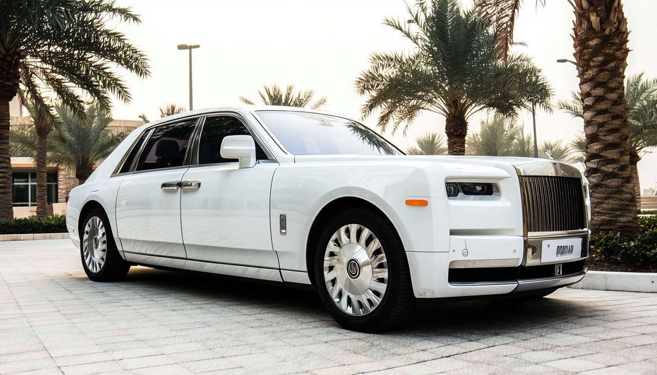Luxury vehicle ready for airport transfer in Dubai